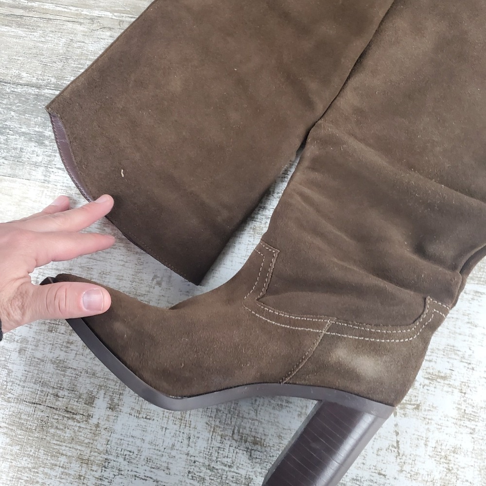 Steve Madden Emmett Womens Knee-High Boots Sz 8 M Chocolate Brown Suede Slip On - Picture 6 of 12
